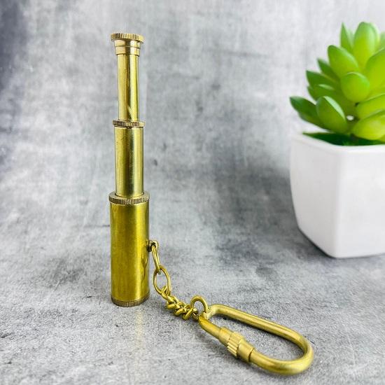 Stargazer's Pocket Companion: Miniature Telescope Keychain, Solid Brass