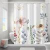 Ivy Leaves Bathroom Curtains Watercolor Floral Plants Shower Curtain Bathroom Polyester Waterproof Fabric Trim with Hooks