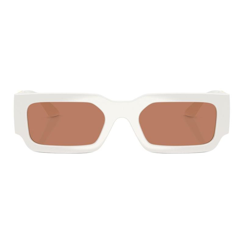 Versace Temple Logo Injection Molded Rectangular Sunglasses Unisex Couple Style White 65974345 VE4506U554473-White 54/21/140 - H.32