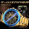 WINNER New Top Men's Watch Automatic Mechanical Strap Calendar Water Ghost Series Watch Silver Stainless Steel Waterproof Luminous