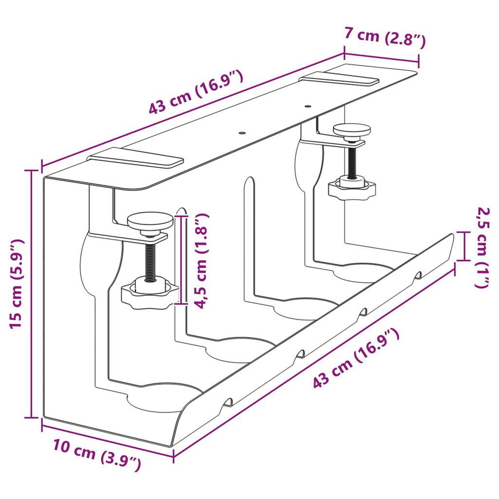 Under Desk Cable Management Tray 2 Pcs Black