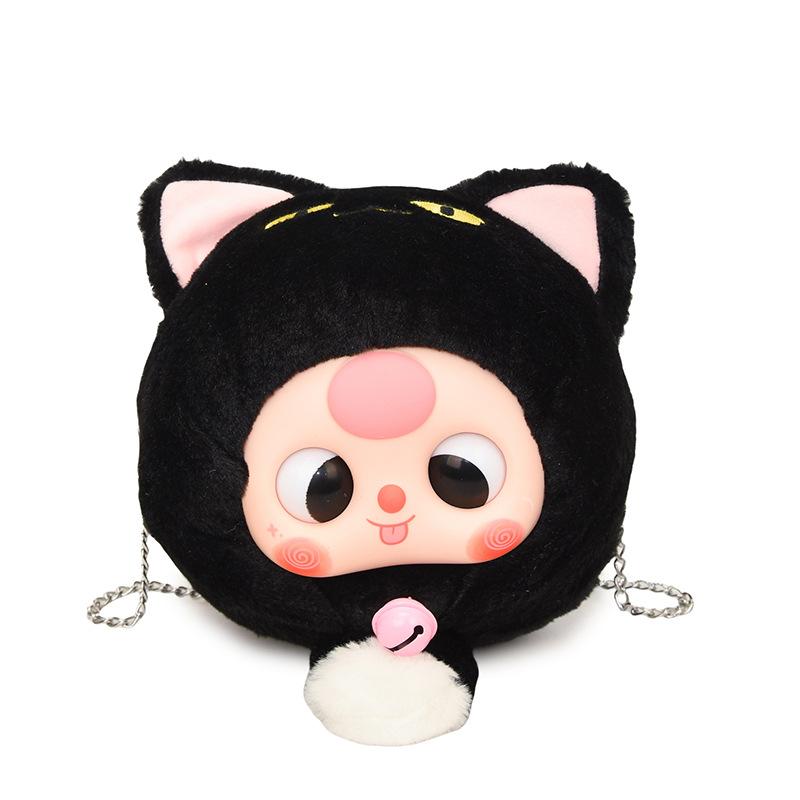 Super Cute Cartoon Lucky Cat Big Head Doll Toy Bag Cure Cute Cute Plush Baby Bag Messenger Bag