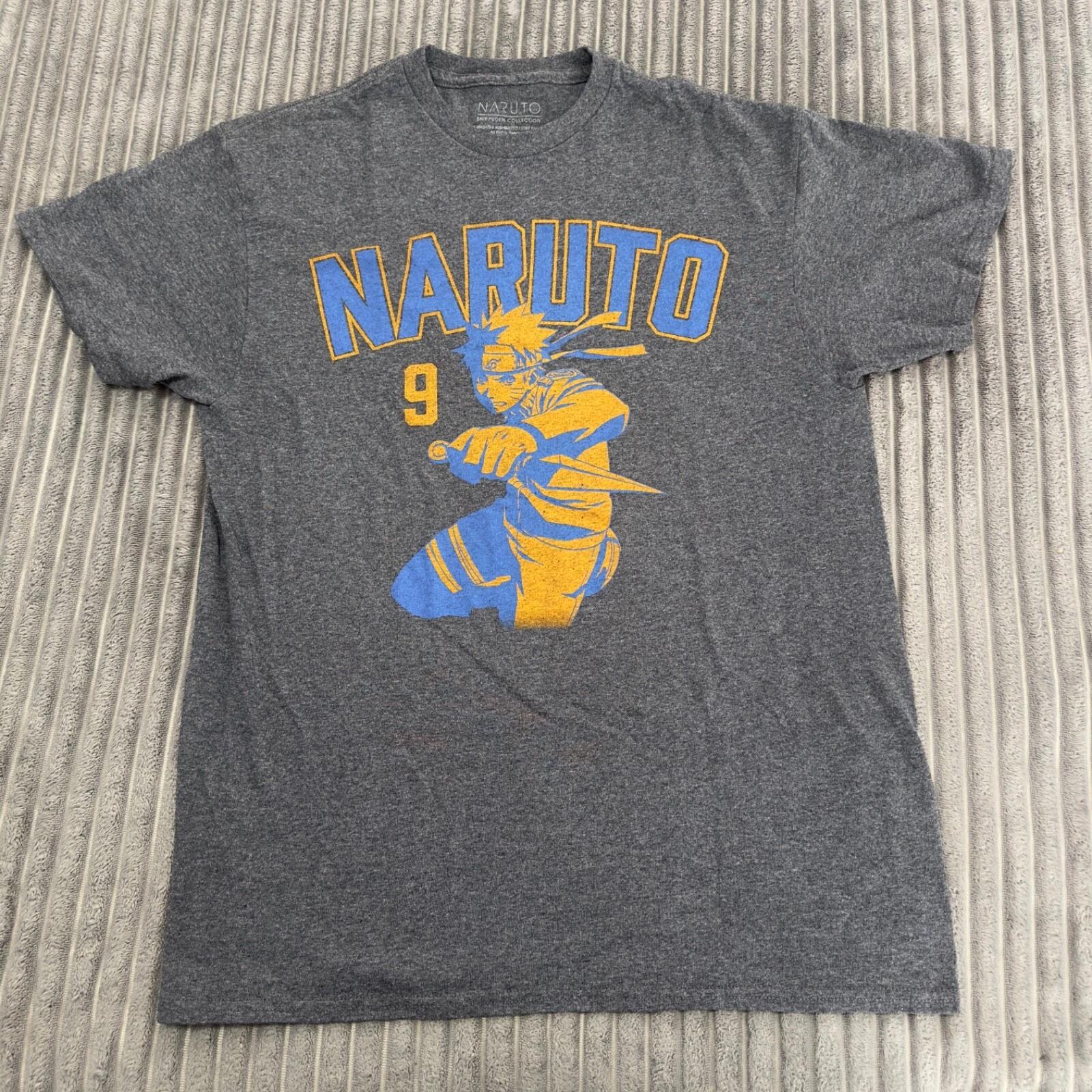 Naruto 9 Shippuden Collection Shirt Mens M Gray Graphic Anime Manga Tee Cotton 2XL