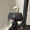 Foreign style new women's large capacity simple 2025 texture texture metal portable shoulder underarm crossbody small square bag