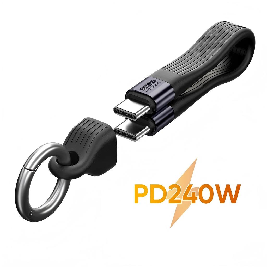 NNBILI 240W PD3.1 Type C Fast Charging Cable USB C to Type C Data Cord Protable Keychain For iPhone 16 15 Pro Max Xiaomi 14 POCO