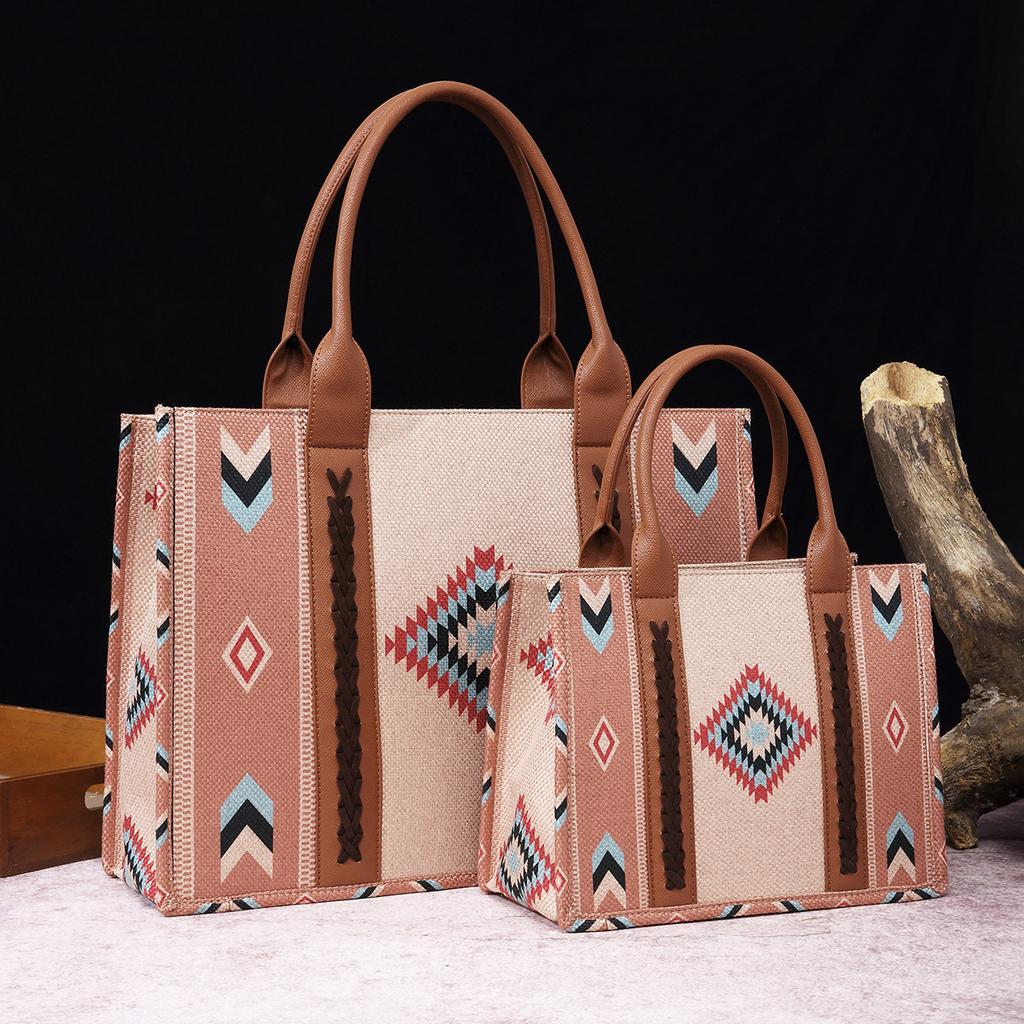 Vintage Cotton and Linen Print Western Women's Shoulder Bohemian Portable Messenger Women's Bag