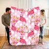 [1pc Flamingo Plush Blanket] 1pc Pink Passionate Flamingo Romantic Powder Flower Pattern Plush Blanket | Soft, Warm & Fashionabl
