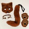Faux Fur Fox Tail Set Cat Wolf Cosplay Costume Plush Masque Fluffy Paw Gloves Halloween Christmas Party Role-Playing Accessories