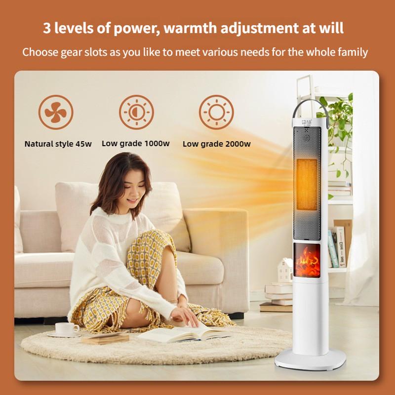 2000W High Power Electric Heater Household Energy Saving Winter Hot Air Fan 3D Simulation Flame Fireplace