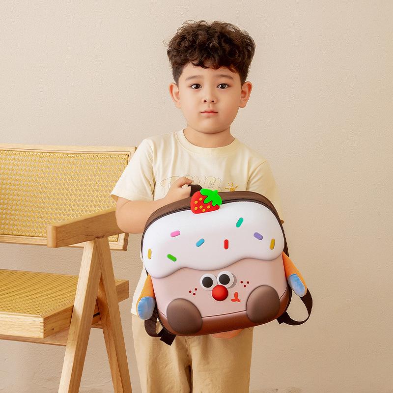 Kindergarten Student Schoolbags, Cartoon Cute Little Cake-shaped Boys' and Girls' Backpacks, Eggshell Children's Backpacks