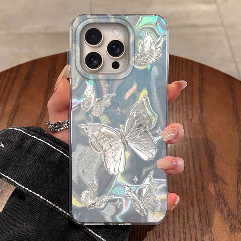 

Case For IPhone 14 15 Plus Pro Max 5G Phone Cover Gradient Color Fashionable Cute Cat Leopard Print Bumper Soft For IPhone 16 iPhone 16 Pro Max белый