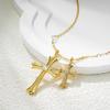 Stainless Steel Diamond-encrusted Cross Necklace Hip-hop Zircon Pendant Trendy Rice Bead Chain