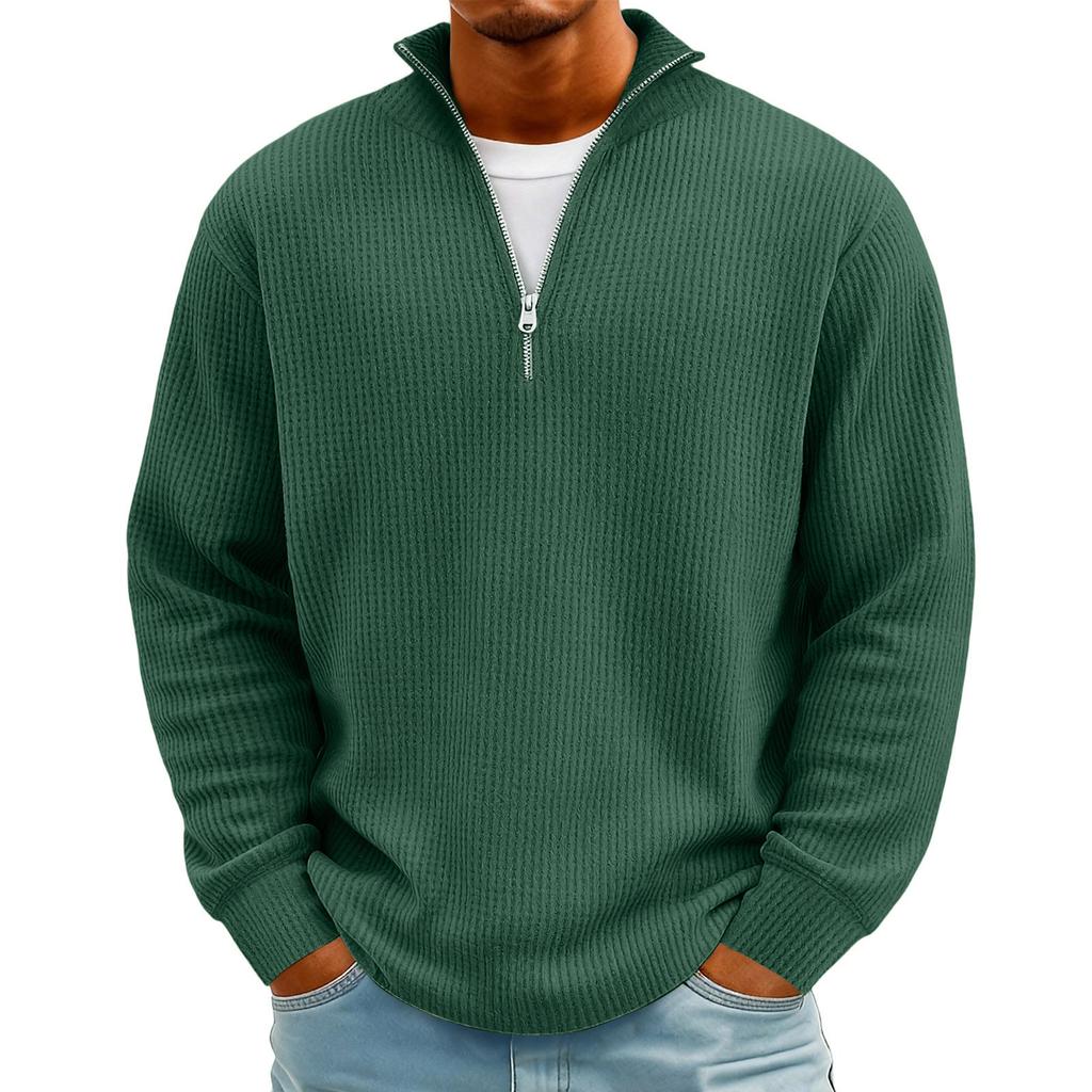 Men's Vintage Long,Sleeve Top | Zip,Up Stand Collar Stylish Casual Shirt For Daily & Outing Wear