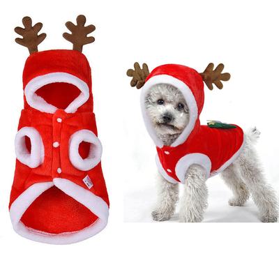Gatto Cane Natale Costumi Renna Felpa con Cappuccio Giacca Pet Xmas Vestiti Cappotto