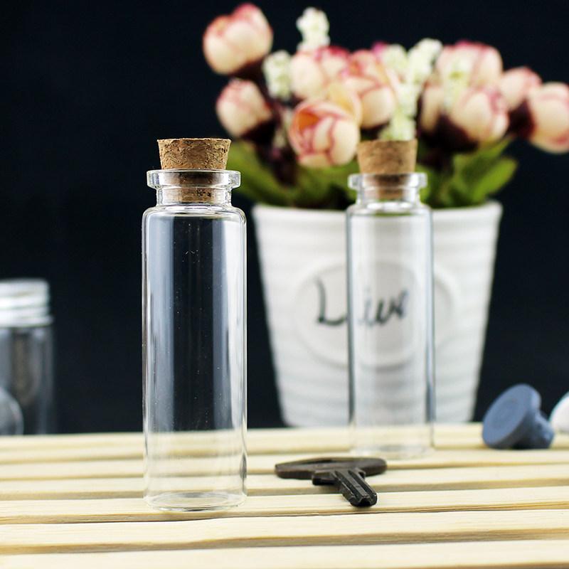 Furniture Decoration Subpackage Storage Flask Mini Small Capacity Transparent Glass Bottle Multi Purpose Cork Lid Glass Vial
