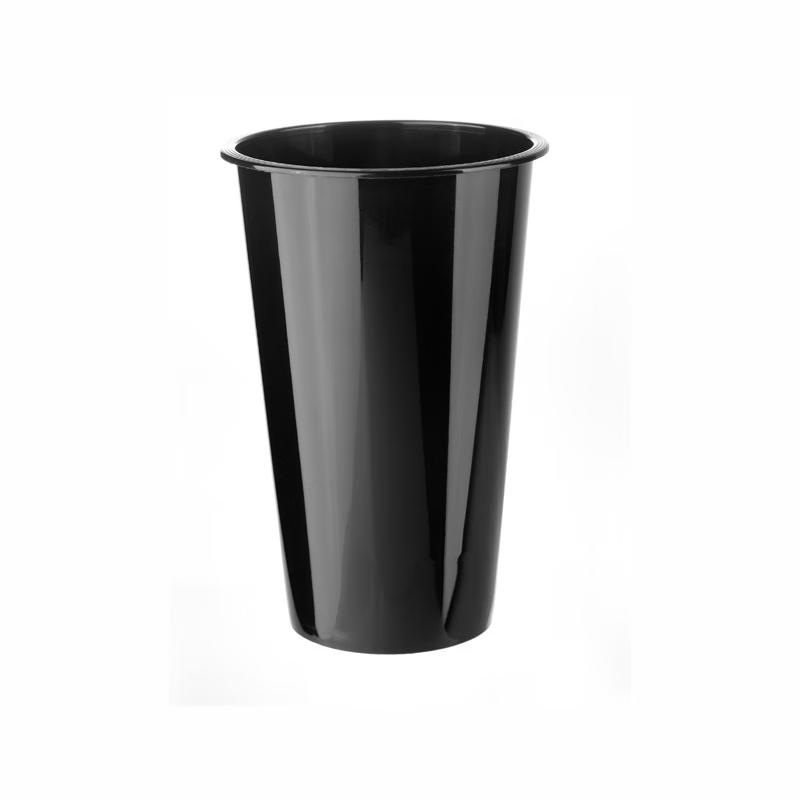 Hongpa Disposable 90mm Black Glossy Plastic Milk Tea Cups (100-pack)