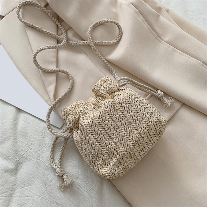 Rattan Woven Women Straw Bag Handbag Knit Flower Summer Beach Woman Shoulder Messenger Khaki White Bags Fashion Creative