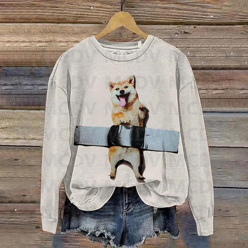 Dandelion Daisy Watercolor Ink Puppy Animal Art Design Print Sweatshirt 3D Printed Women Casual Pullover