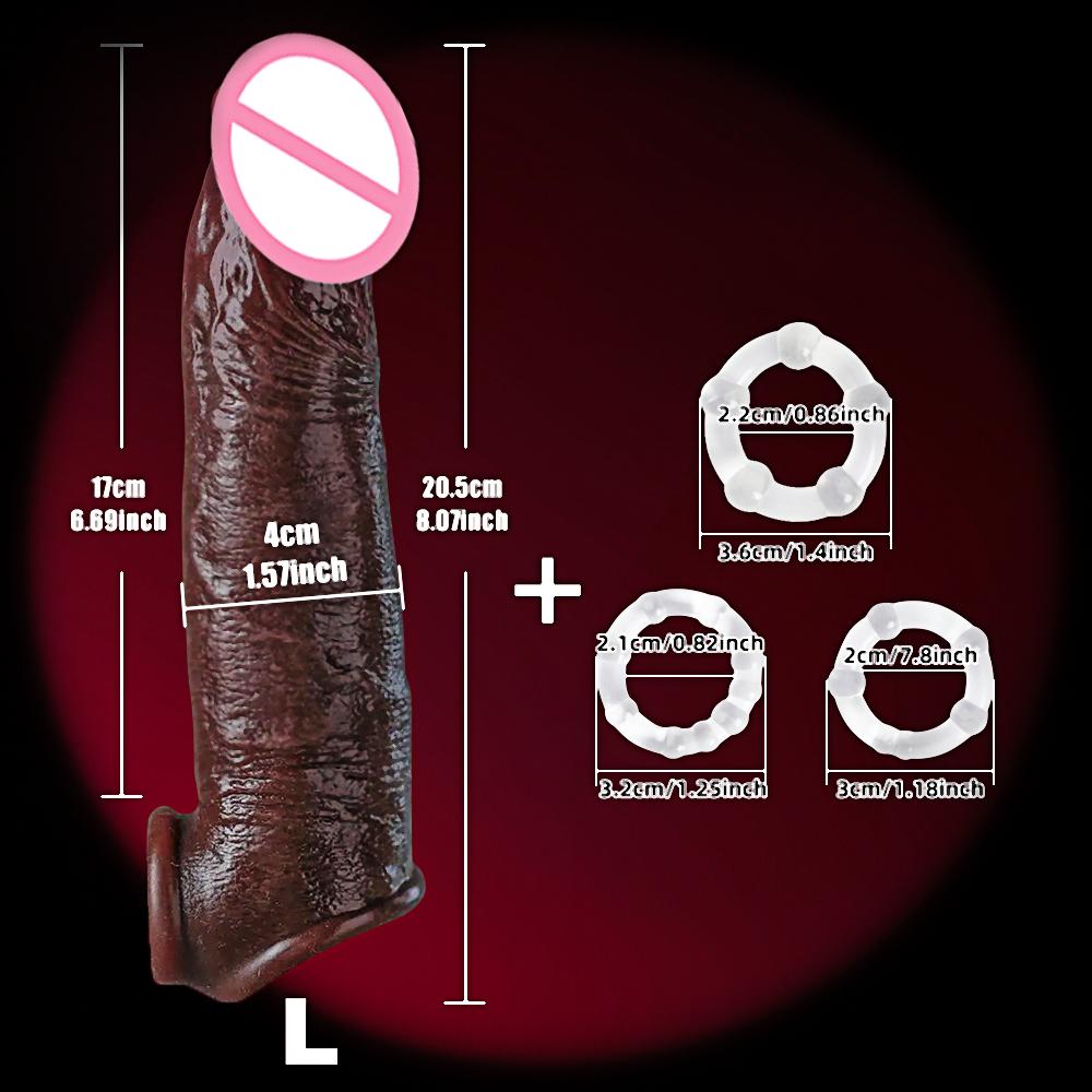 Anello Realistico per Pene Gallo Reutilizzabile Manicotto Dildo Allargatore Addensante Impermeabile Giocattoli Sessuali per Coppie Maschili Giocattoli Sessuali per Adulti 18+