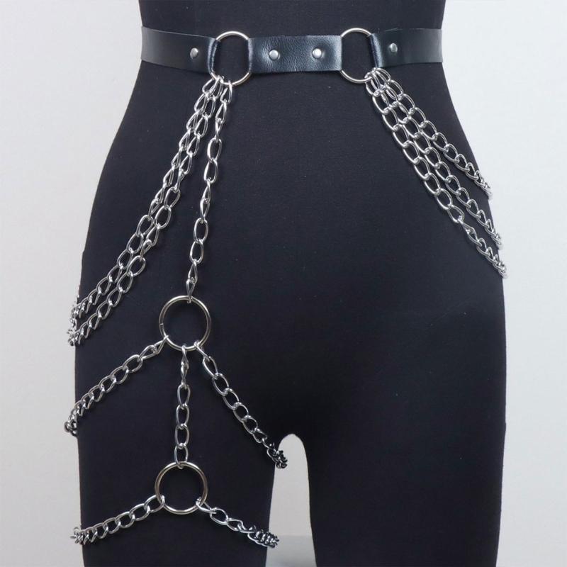 Catena Gamba Harness Coscia Reggicalze Moda Gotica Cintura Catena Coscia e Vita in Ecopelle per Appassionati di Moda