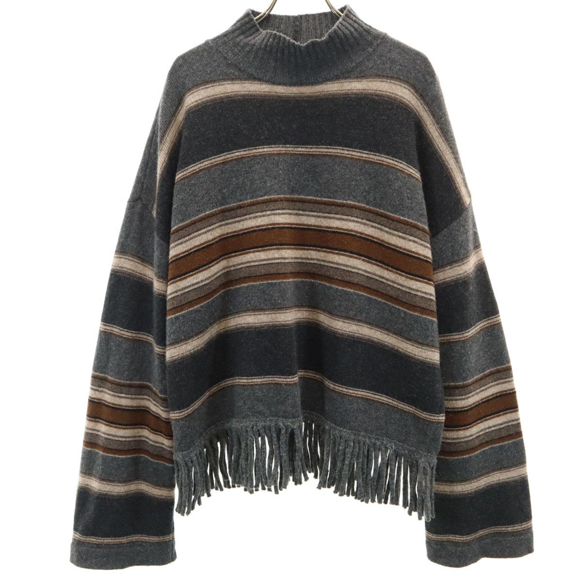 

WEEKENDS Max Mara border Long sleeve Fringed hem, high neck sweater knit Men s Used