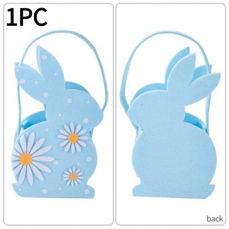 

1PC new Easter decorative three-dimensional rabbit storage basket felt cute little rabbit tote bag candy bag синій