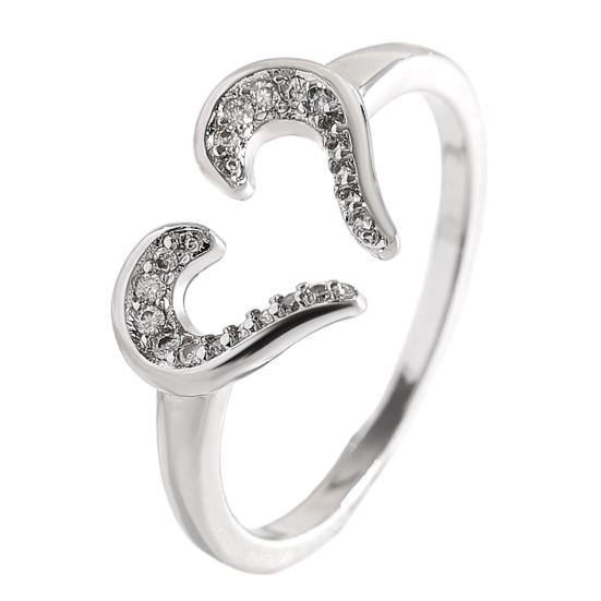 

Yousheng Women Ring Adjustable Open Heart Shape Finger Ring with Cubic Zirconia Semi-Inlaid Design Formal Wear Jewelry Gift серебряный