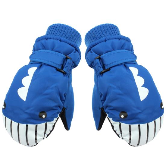 

Детские зимние теплые плюшевые водонепроницаемые велосипедные перчатки с принтом акулы синий