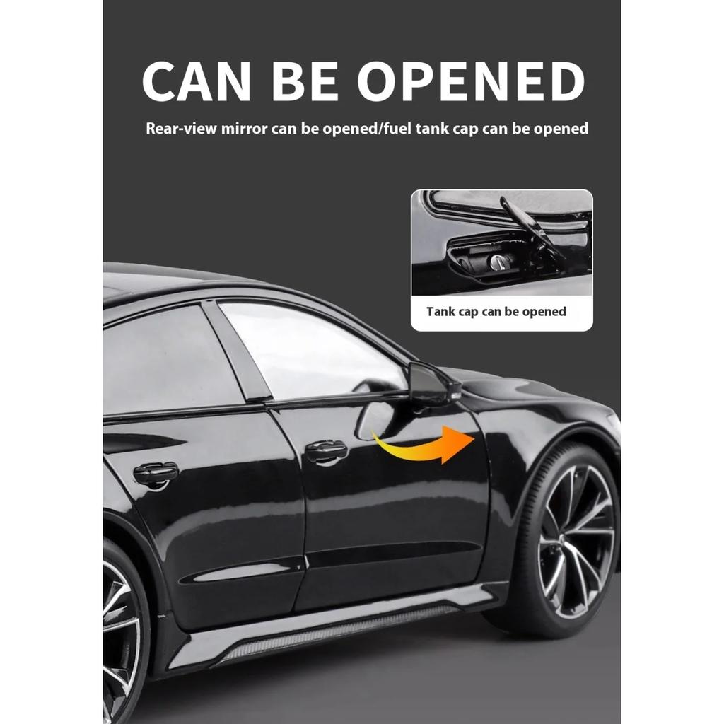 1/18 Scale RS7 Sportback Black Warrior Supercar Diecast Metal Alloy Model Car Remote Control Version Sound & Light Hobbies Collection