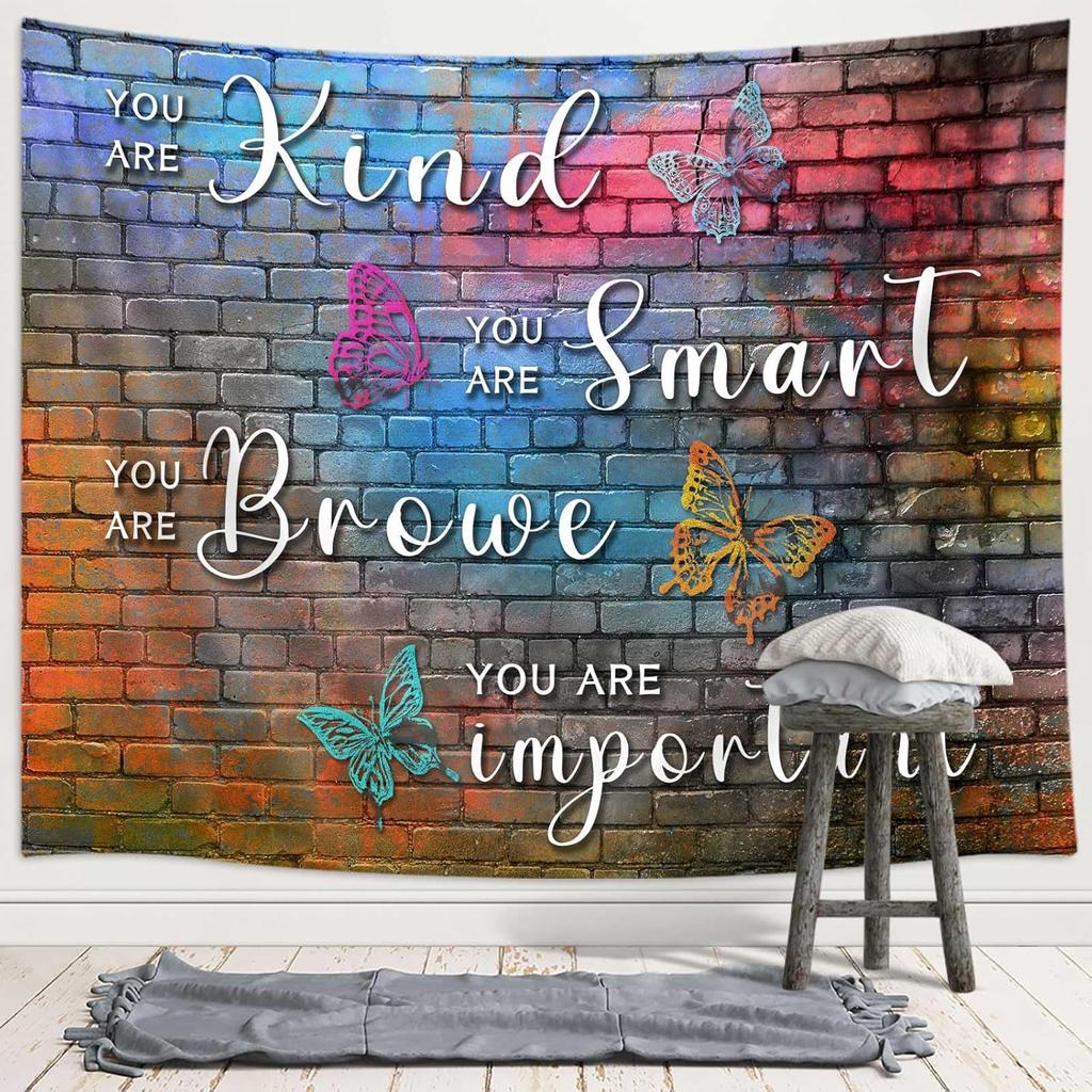 Colorful Mental Health Tapestry,Hip Hop Disco Graffiti Rainbow Wall Hanging,Inspirational Wall Blanket Decor for Counseling