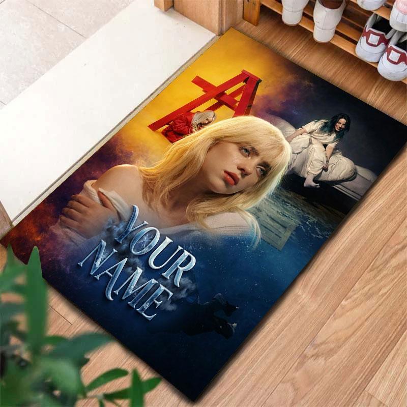 Billie Eilish Custom Name Carpet Rug for Living Room Bedroom Home Sofa Decoration,Kids play Non-slip Floor Mat