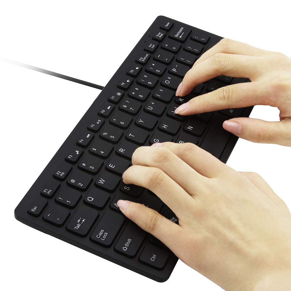 Compact USB Wired Keyboard, Pantograph Membrane, English Layout, 78 Keys, Mini Keyboard, Slim Design, 1.5m Cord, Compatible with PCs, Laptops, and
