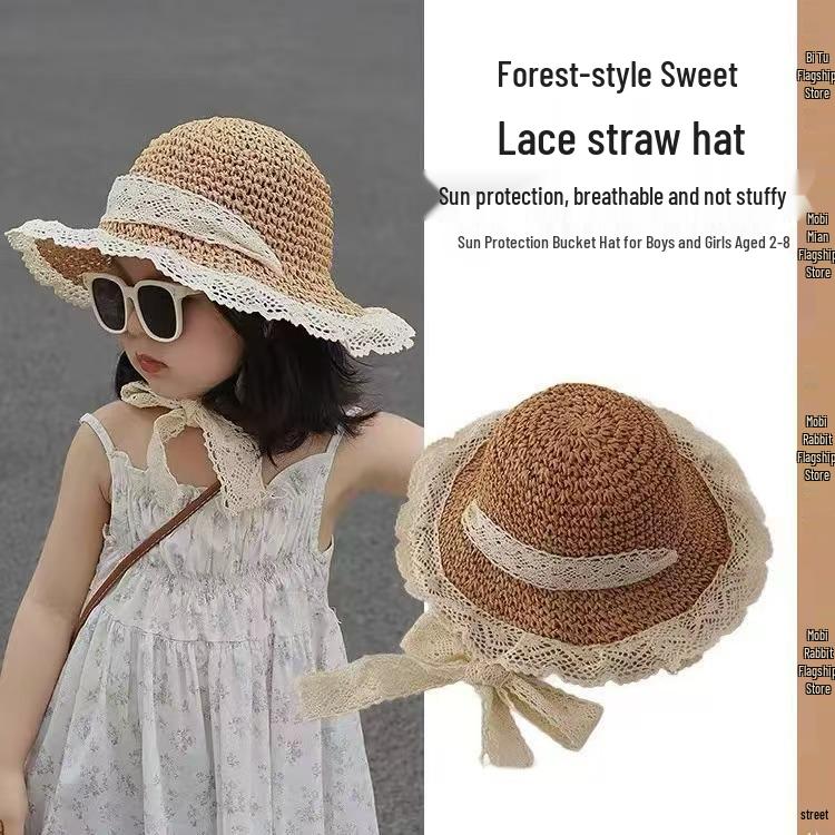 Cappello da Sole in Paglia per Bambini - Protezione UV per Vacanze al Mare in Primavera, Estate e Autunno