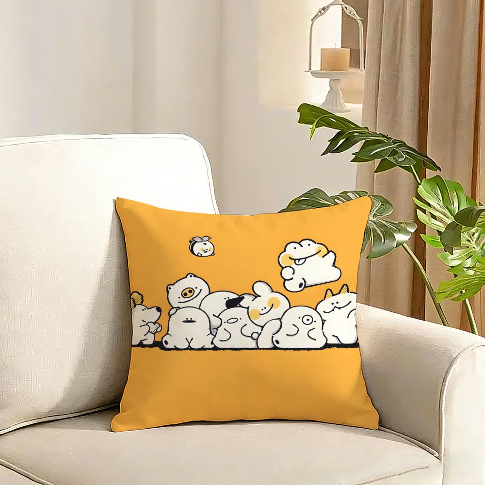 Cute Cushion Cover Reversible Plush Pillow Cover Soft Fluffy  Home Decor for Sofa Bedroom