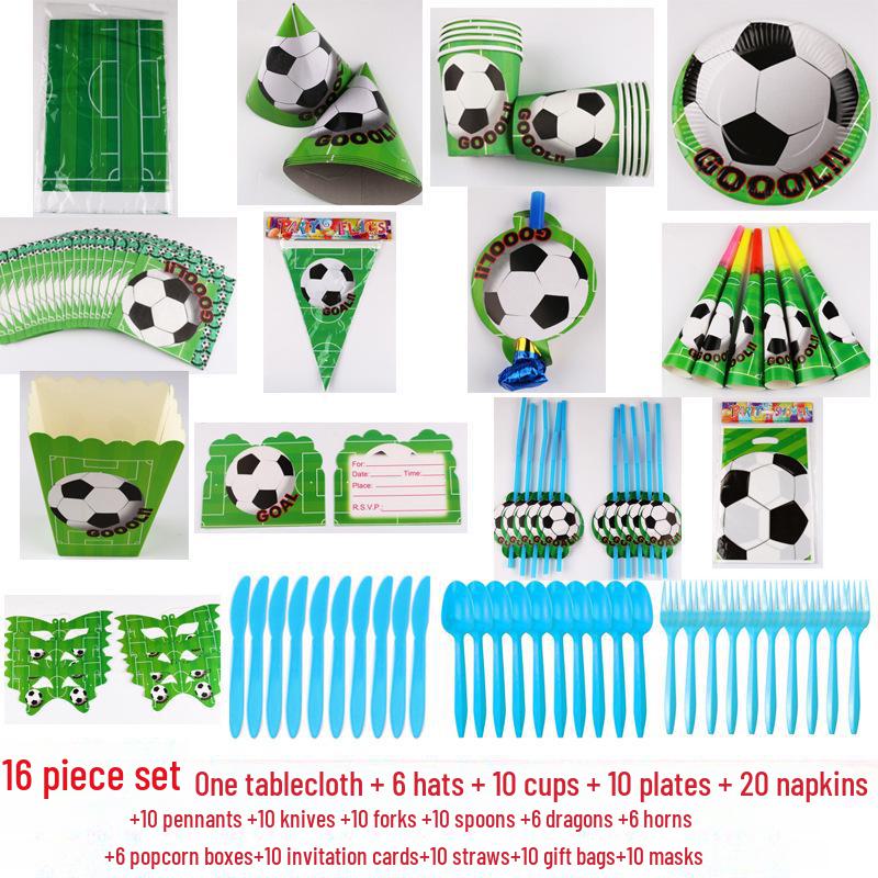 Hot-Selling Cartoon Kids' Birthday Party Football Pattern Set