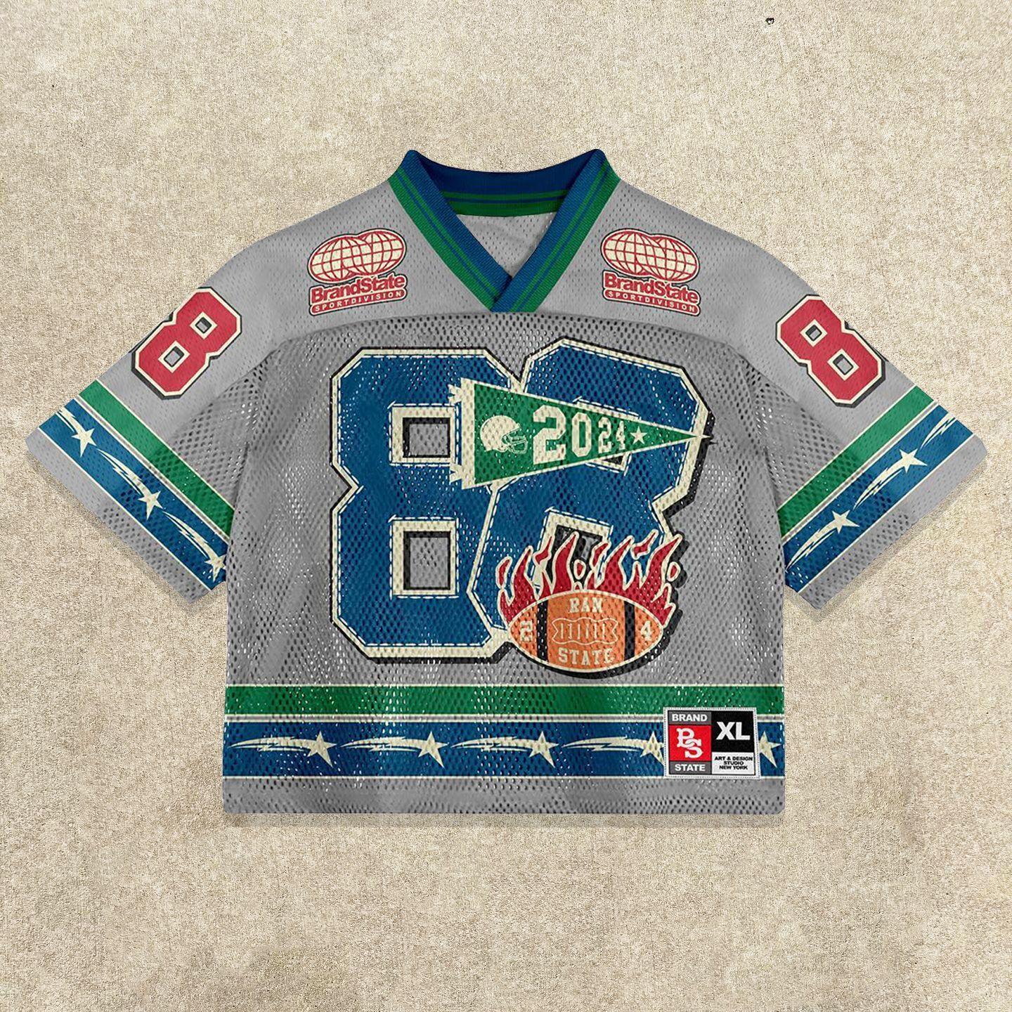 

ZYLLO Y2K Американская футболка Харадзюку Хип-хоп Мода Футбольная майка Уличная одежда Винтаж Повседневная Дышащая С вставками Свободная С коротким рукавом L