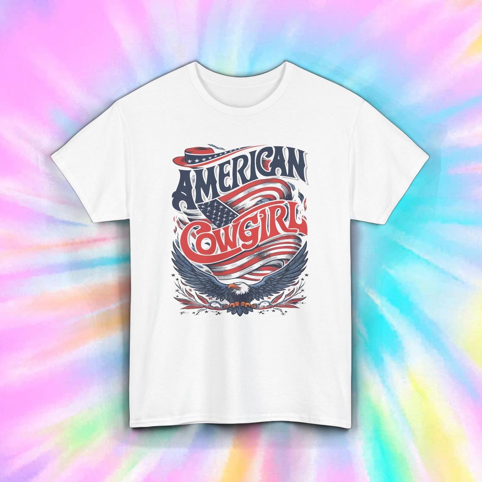 American Cowgirl Shirt Patriotic USA Eagle Western Rodeo Tee S-5XL L