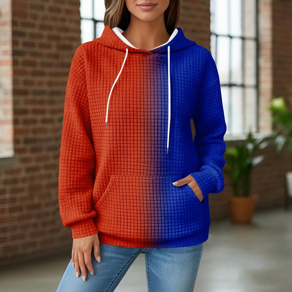 Women's Knit Hoodie - Long Sleeve Pullover with Pocket, Casual Loose-Fit Sweatshirt for Daily Wear/Outdoor