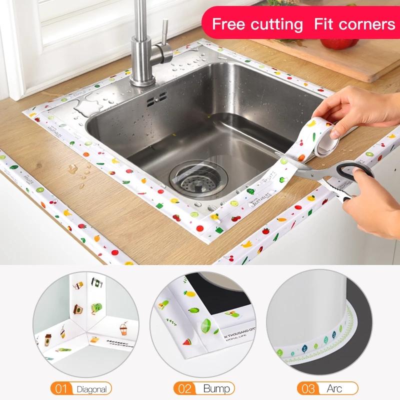 Per accessori da cucina per bagno Doccia Striscia di nastro sigillante per vasca da bagno Striscia di mastice Adesivo da parete impermeabile autoadesivo Nastro per bordo lavandino
