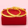 Vietnamese Carved Flower Gold Push-Pull Bangle, Frosted Rhombus Design for Women