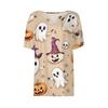 Women's T Shirt Tee Halloween Printed Button Short Sleeve Tunic Daily Weekend Fashion Basic V- Neck Regular Top