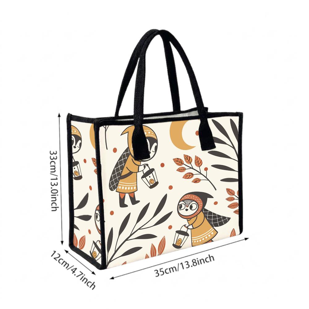 Cute Cartoon Pattern Tote Bag Stylish Casual Large Capacity Shopping Handbag
