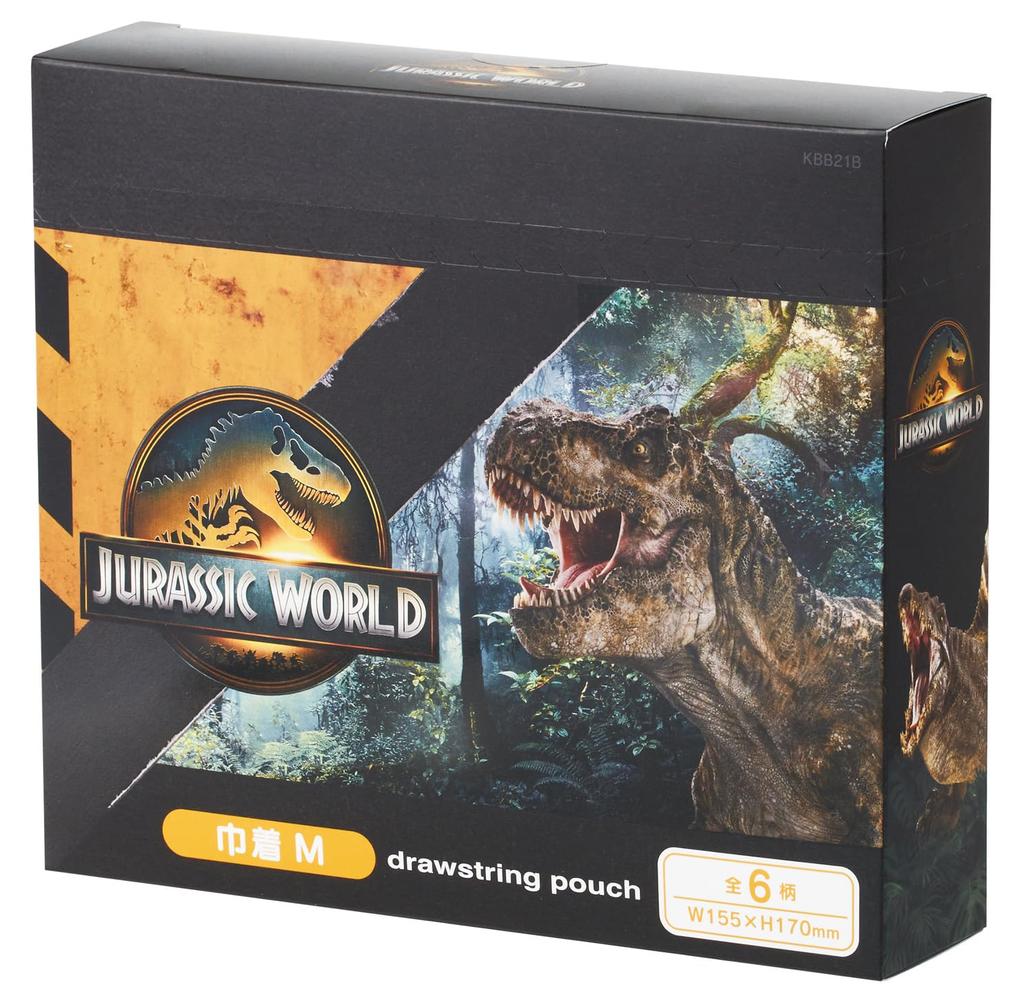 Skater Jurassic World Lunch Drawstring 6 Blind Wide x 17cm Made in Bags, Medium, 6-Pack, Varieties, Box, 15.5cm High, Japan, KBB21B-A