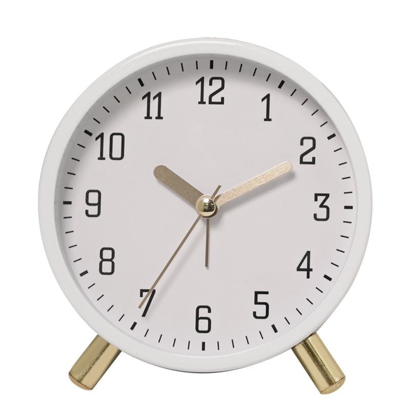 European-Style Alarm Clock New Quartz Minimalist Silent Children's Clock Living Room Desktop Round Creative Student Analog Table Clock