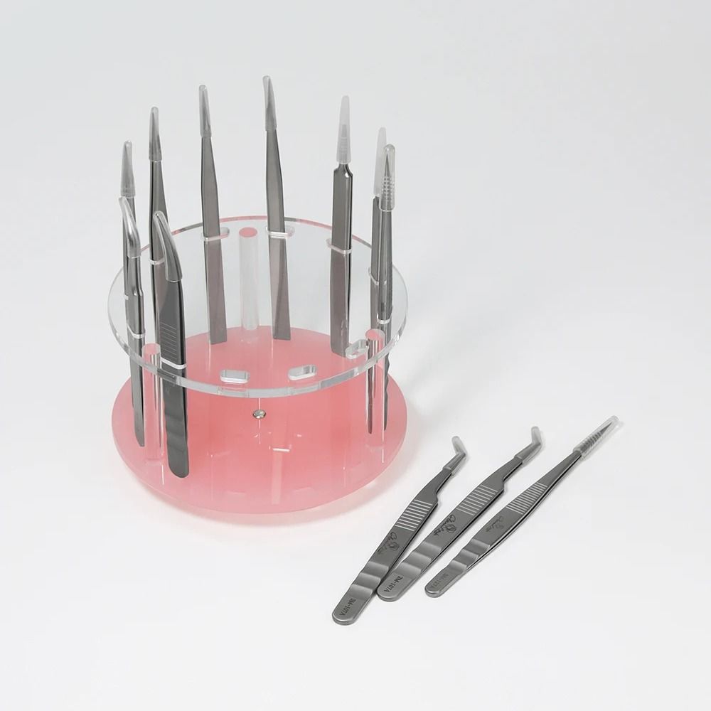 12 Holes Lash Tweezers Stand 360° Rotate Tweezer Storage Box Beauty Salon