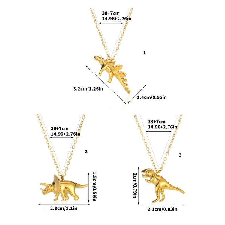 Modern Dinosaur Pendant Necklace Children Gold Color Chain Necklace Cute Wildlife Jewelry for Dinosaur Enthusiasts