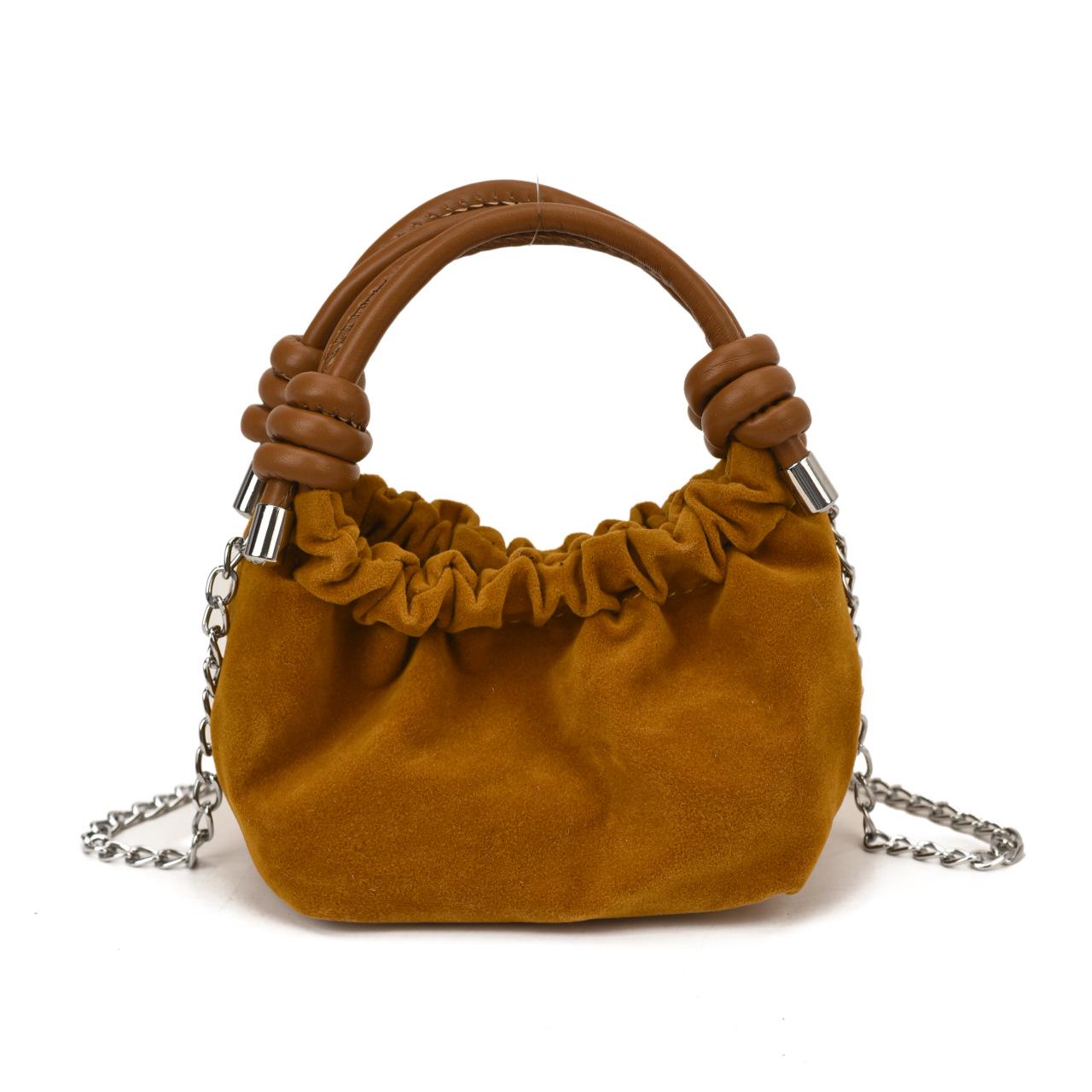 Детская мини-сумочка через плечо с плиссировкой, модель 2025 года — милая осенне-зимняя сумочка-мешок в стиле принцессы с модной цепочкой.