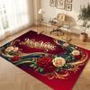 Floral Garden Theme Soft Crystal Velvet Rug Custom Name & Text Print Non Slip Floor Rug for Bedroom Living Room