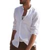 Mens Retro Casual Loose Long Sleeve Stand Collar Solid Shirt