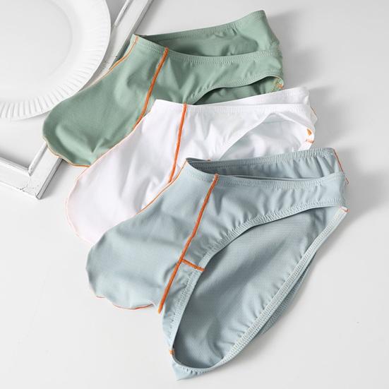 Men Briefs Ice Silk Ultra-Thin Low-rise Elastic Underwear Solid Color 3D Elephant Nose